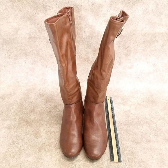 Style & Co. Womens Rainne Size 9 Tan Low Wedge Knee High Riding Boots - Picture 8 of 12